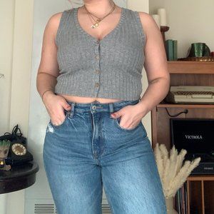 Grey Button-up Tank Top